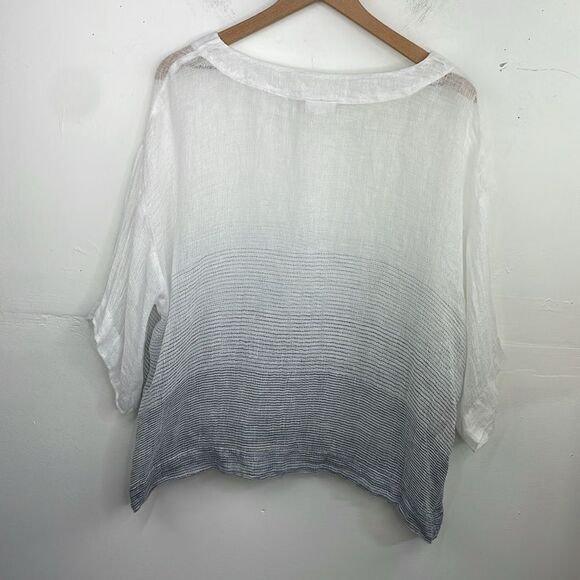 Pure Jill Linen Top Ombre Striped Kimono Oversized size Small white and blue - Picture 6 of 12